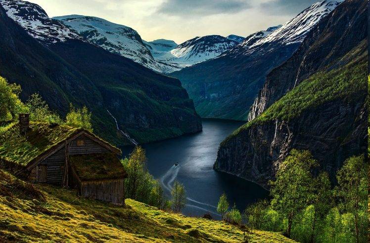 nature, Landscape, Norway, River, Cabin HD Wallpaper Desktop Background