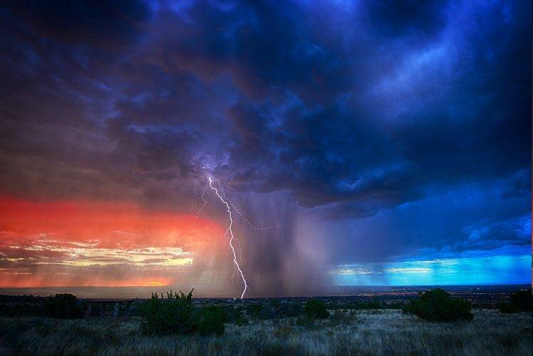 nature, Landscape, Lightning, Rain, Clouds HD Wallpaper Desktop Background