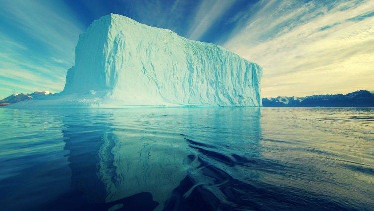 nature, Landscape, Sea, Clouds, Antarctica, Iceberg, Glaciers, Reflection, Blue, Snow HD Wallpaper Desktop Background