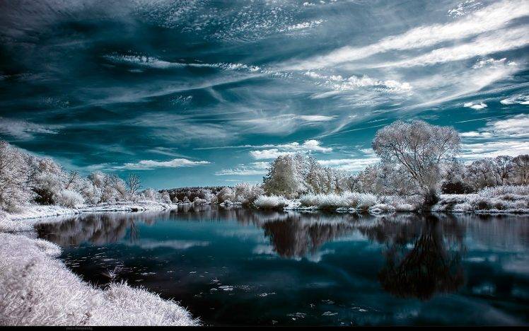 landscape, Water, Winter, Lake, Infrared HD Wallpaper Desktop Background