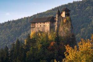 architecture, Castle, Nature, Landscape, Trees, Forest, Slovakia, Fall, Rock, Hill