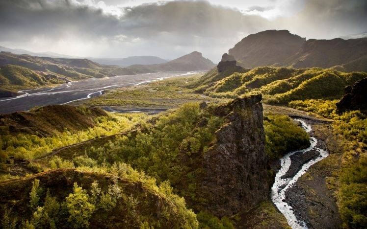 nature, Landscape, Iceland, River, Hill, Forest HD Wallpaper Desktop Background