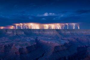 lightning, Landscape, Desert
