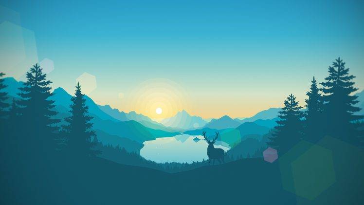sunrise, Lake, Artwork, Gradient, Vectors, Landscape HD Wallpaper Desktop Background
