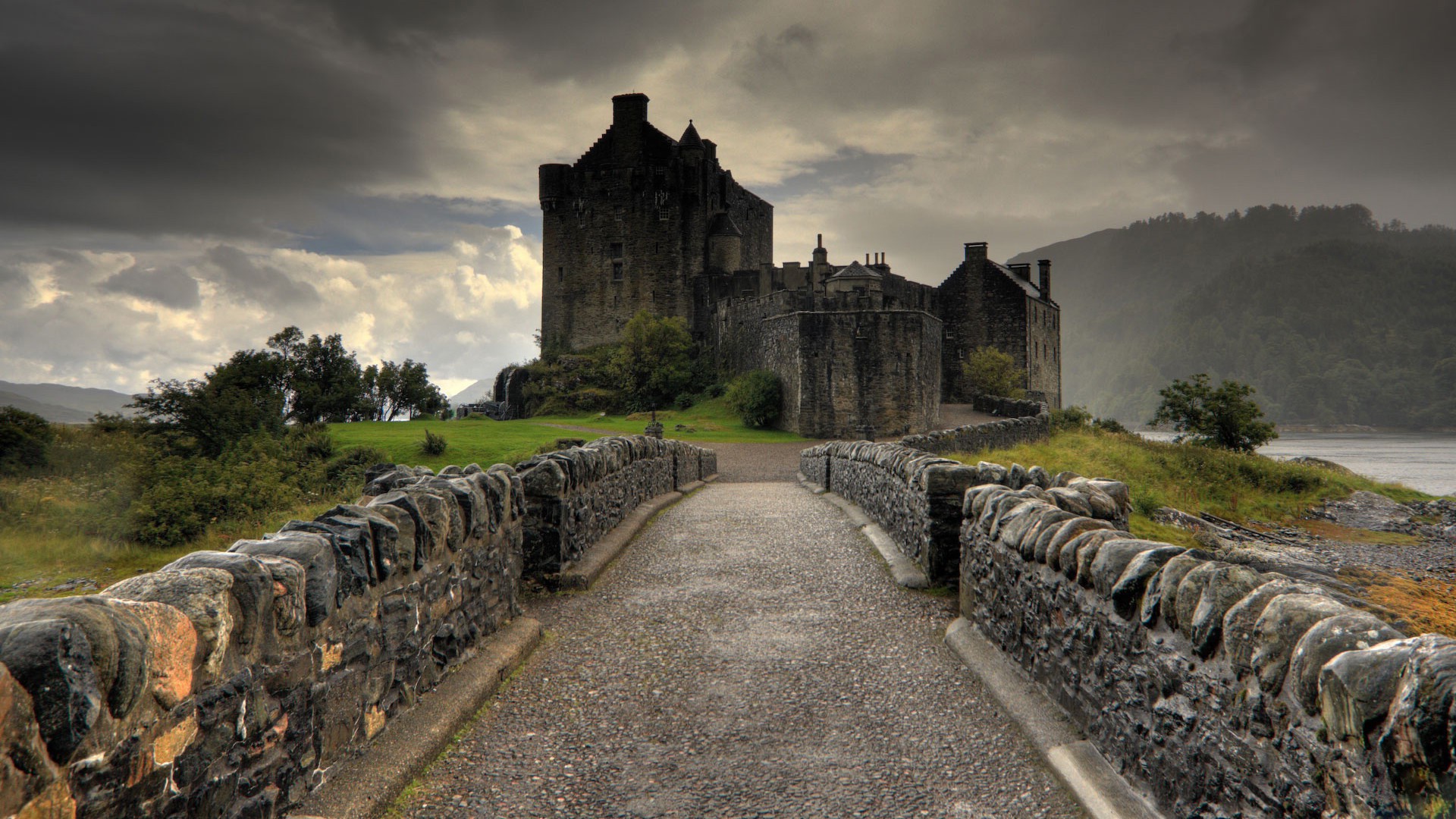 architecture, Landscape, Nature, Castle, Scotland, UK, Clouds, Trees