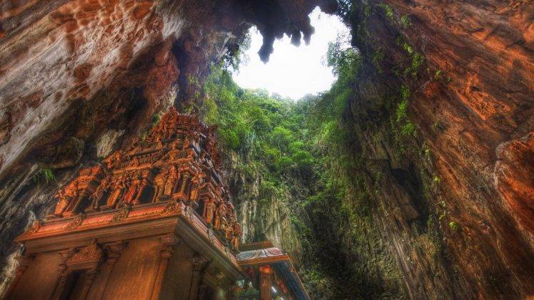 nature, Landscape, Architecture, Trees, Rock, Malaysia, Cave, HDR, Tower, Ruin, Sculpture HD Wallpaper Desktop Background