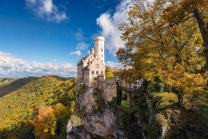 nature, Landscape, Architecture, Trees, Rock, Castle, Germany, Tower, Bridge, Forest, Fall, Clouds, Old Building