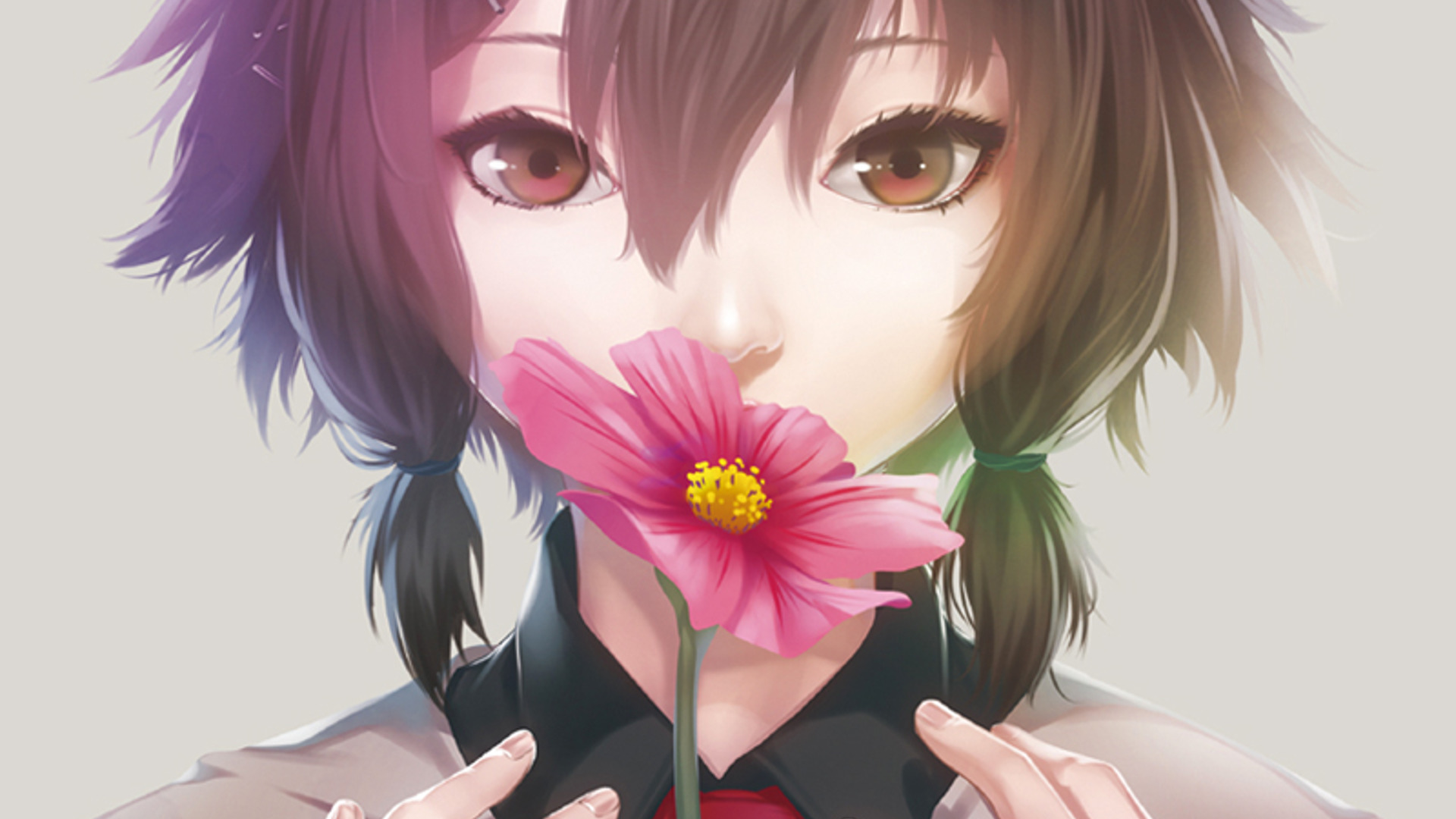 anime, Anime Girls, Flowers, Closeup, Soft Shading Wallpaper