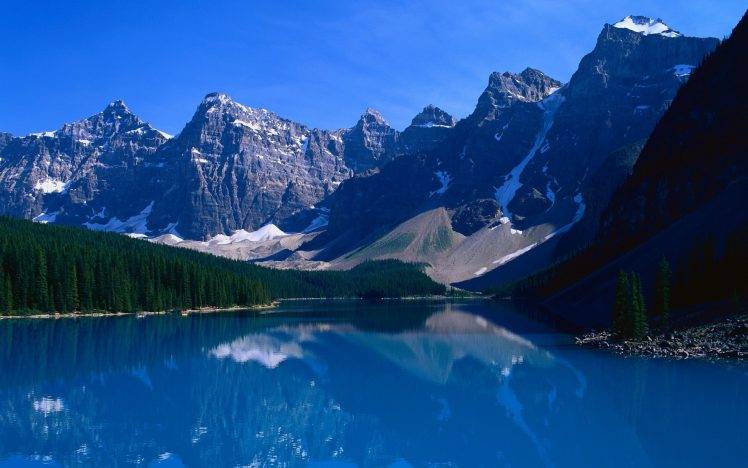 Moraine Lake, Lake, Nature, Landscape, Mountain, Water, Reflection, Trees, Forest, Canada, Alberta, Banff National Park HD Wallpaper Desktop Background