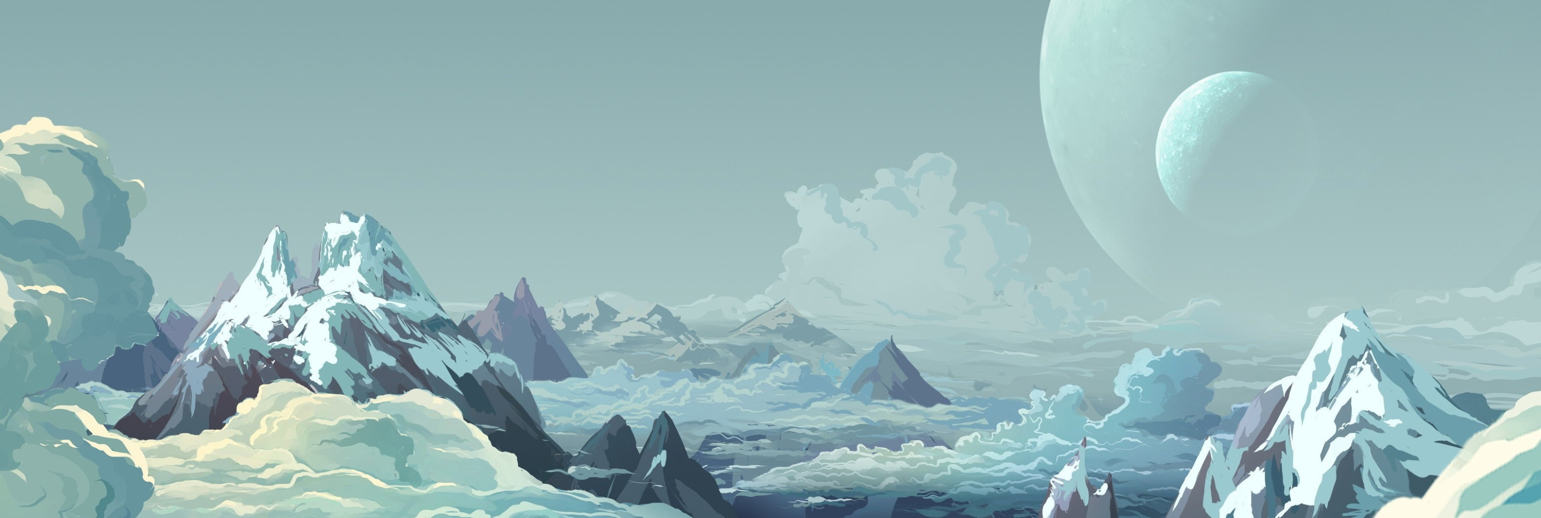 landscape, Mountain, Clouds, Fantasy Art Wallpaper