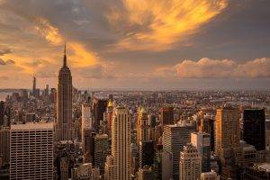 landscape, Clouds, City, Manhattan, Sunset, New York City