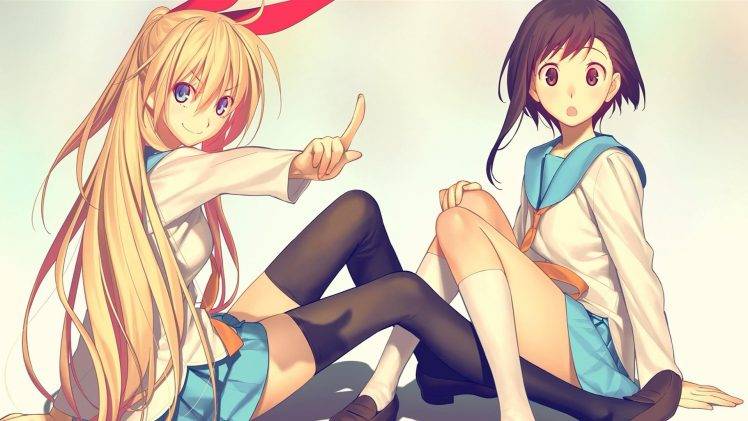 anime, School Uniform, Nisekoi, Onodera Kosaki, Kirisaki Chitoge, Artwork, Anime Girls HD Wallpaper Desktop Background