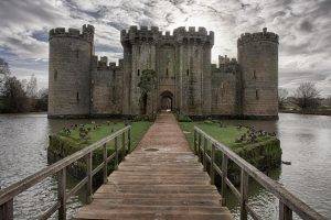 nature, Landscape, Architecture, Castle, Trees, Grass, England, UK, Pier, Wooden Surface, Water, Lake, Birds, Duck, Clouds, Tower