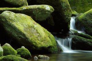 nature, Landscape, Waterfall, Rock, Stones, Long Exposure, Stream, Moss