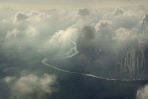 airships, Digital Art, Artwork, Fantasy Art, Clouds, Landscape
