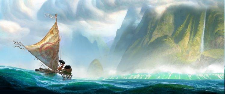 Moana, Landscape, Sea, Boat, Fantasy Art HD Wallpaper Desktop Background