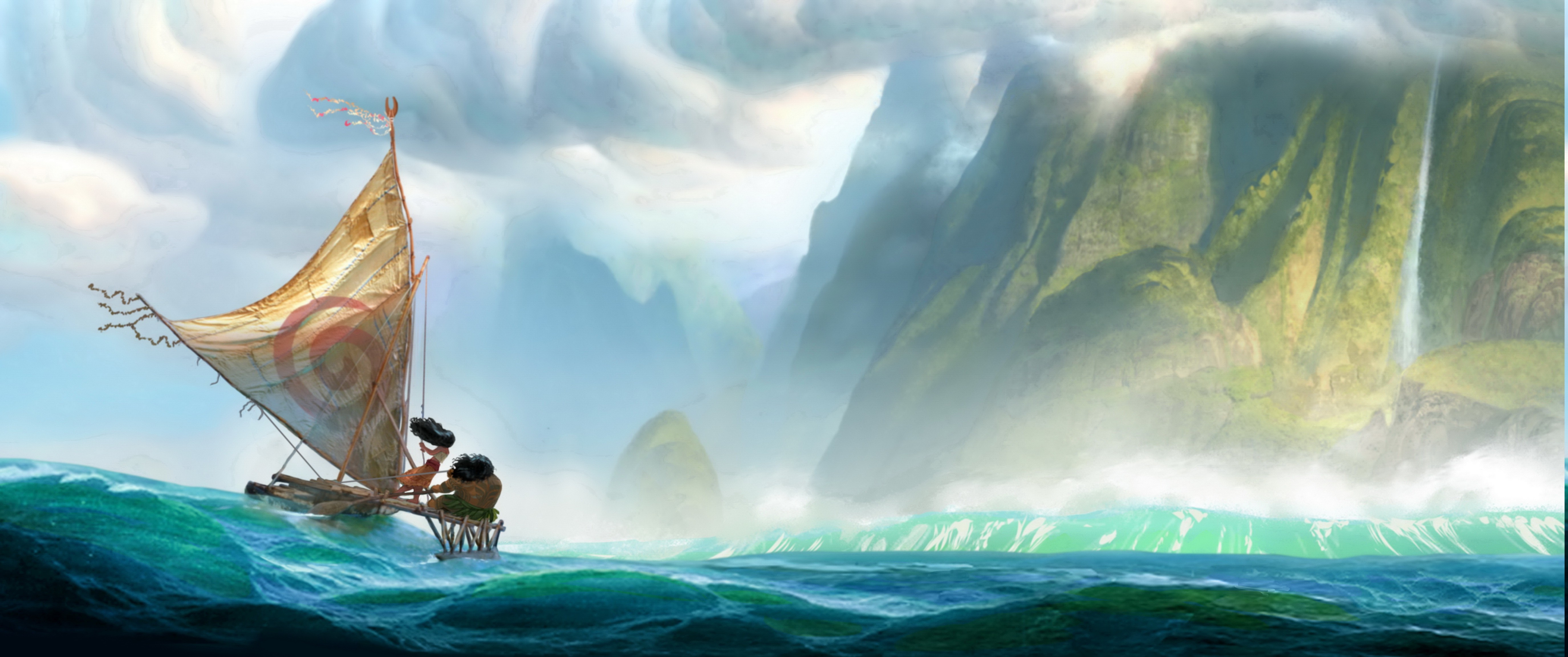 Moana, Landscape, Sea, Boat, Fantasy Art Wallpaper