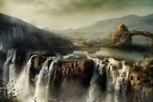 nature, Landscape, Waterfall, Water