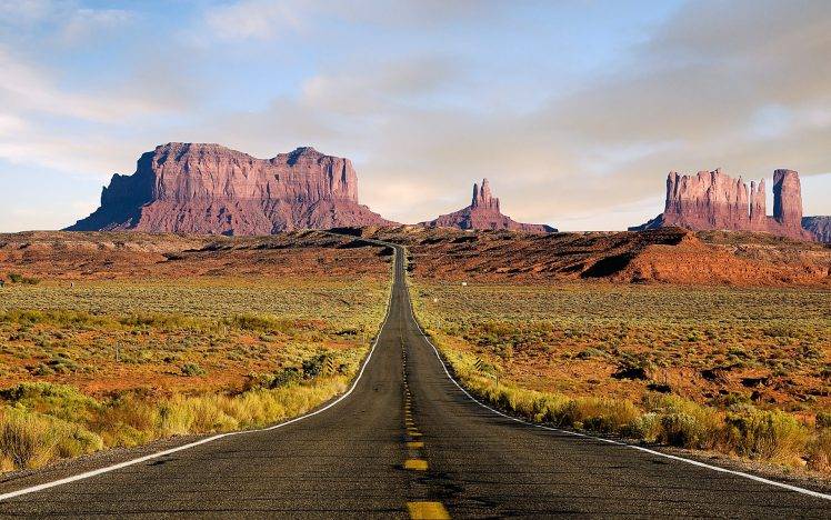 nature, Landscape, Desert, Road, Highway, Monument Valley HD Wallpaper Desktop Background