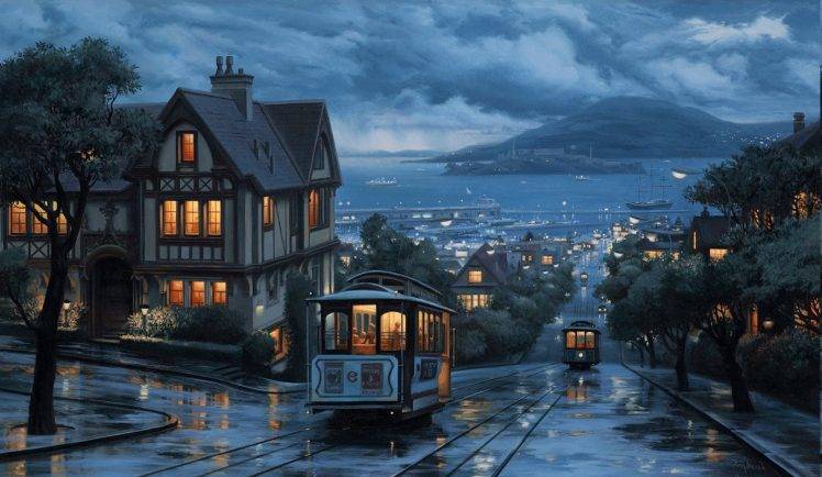 landscape, City, Coast, Street, San Francisco, Rain HD Wallpaper Desktop Background