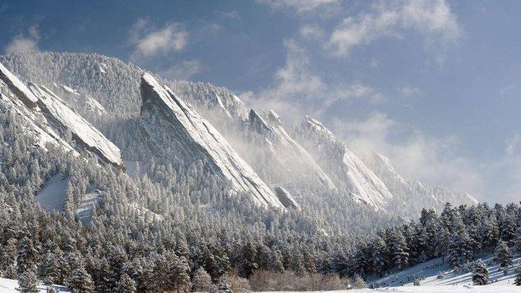 winter, Mountain, Forest, Nature, Landscape HD Wallpaper Desktop Background