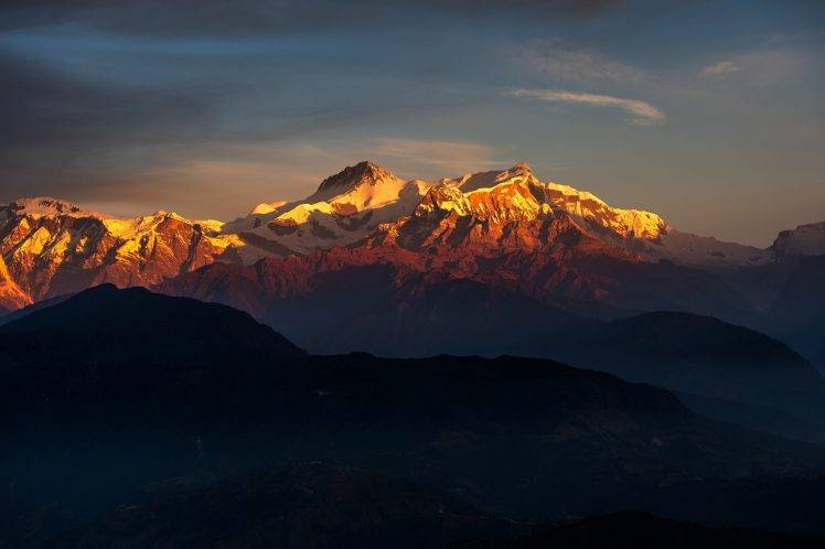 nature, Landscape, Mountain, Hill, Clouds, Snow, Tibet, China, Himalayas, Sunlight HD Wallpaper Desktop Background