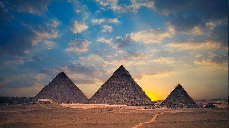 pyramid, Egypt, Landscape, Sunset, Clouds HD Wallpaper Desktop Background