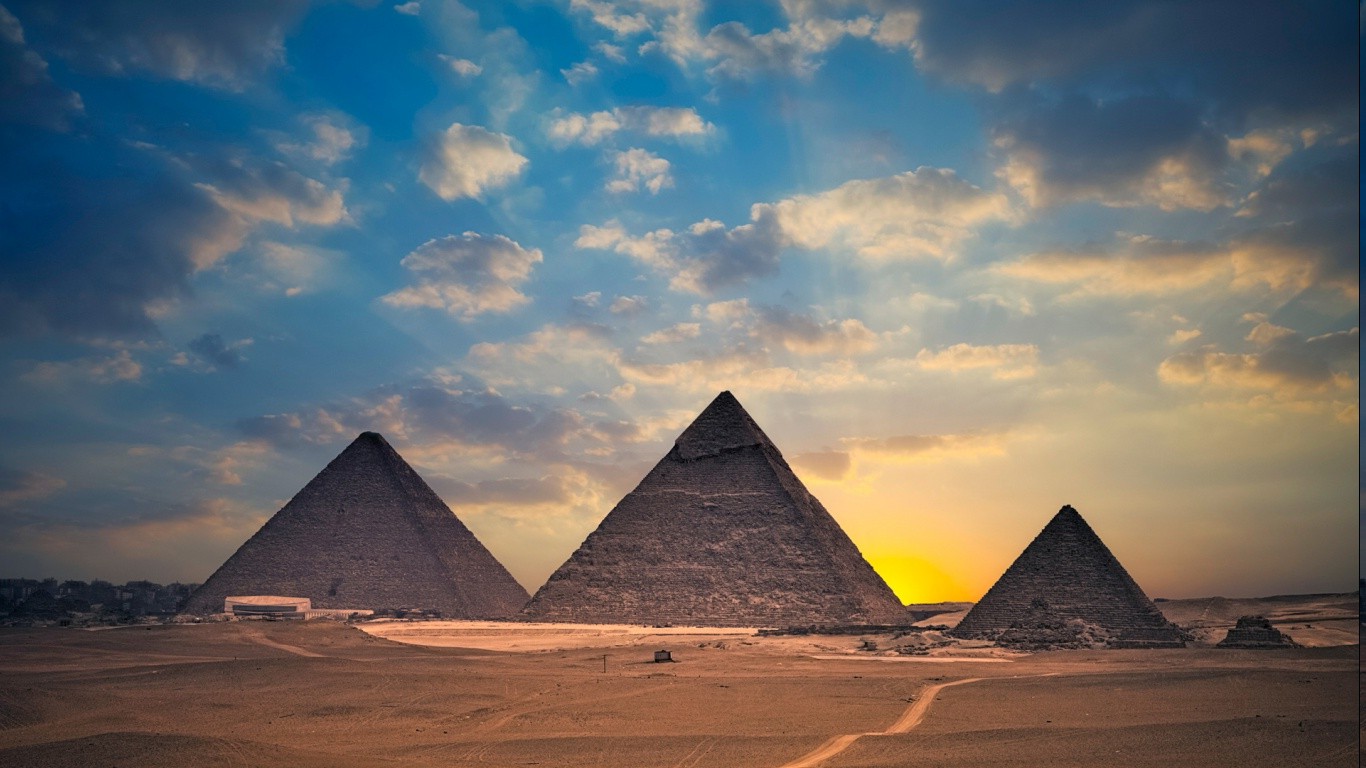 pyramid, Egypt, Landscape, Sunset, Clouds Wallpaper