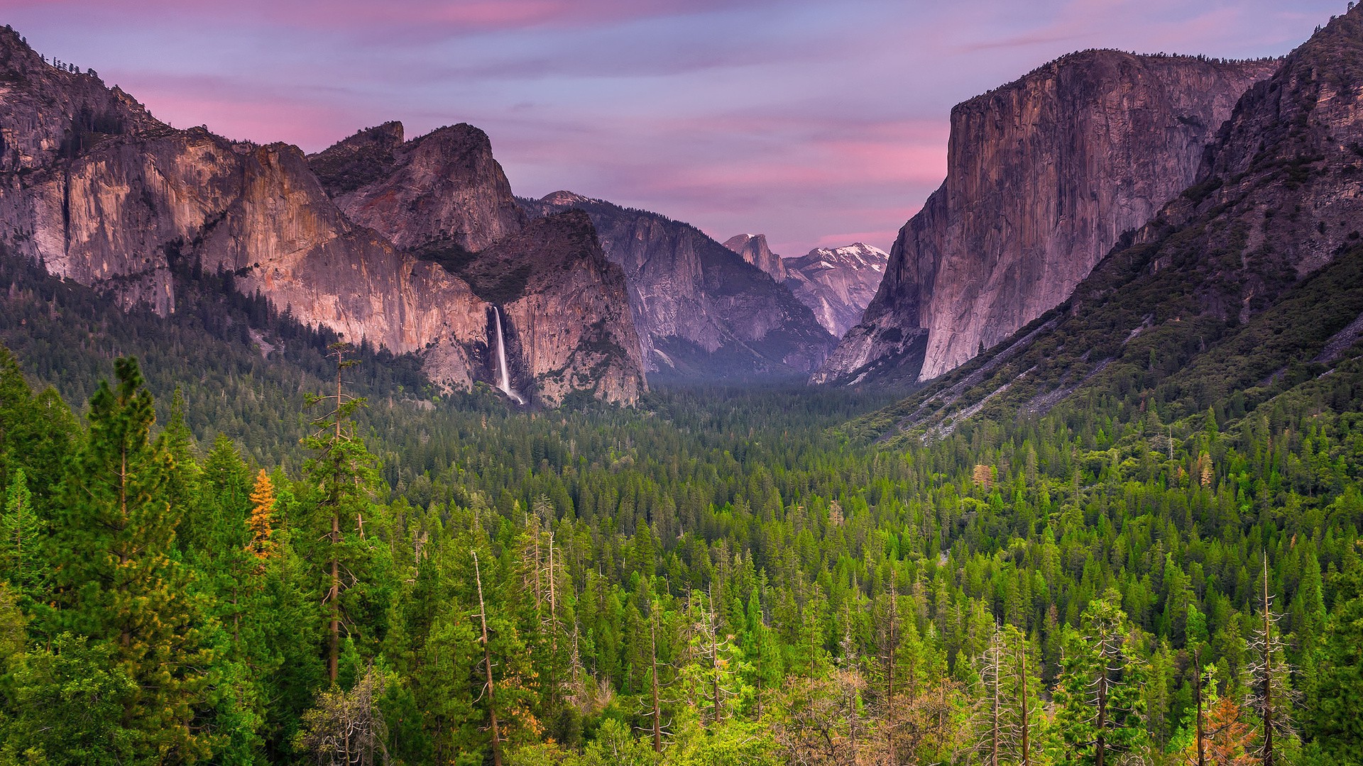 nature, Landscape, Mountain, Clouds, Trees, Forest, Water, California, USA, Waterfall, Sunset, Rock, Yosemite National Park Wallpaper