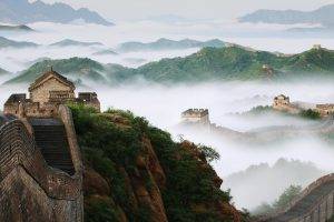 nature, Landscape, Trees, China, Great Wall Of China, Hill, Mist, Rock, Architecture, Tower, Bricks, Stairs, Forest