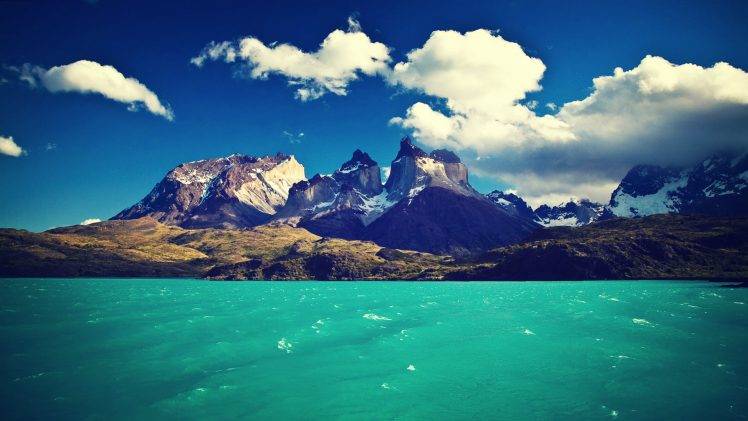 landscape, Mountain, Lake, Water, Clouds, Torres Del Paine, Chile HD Wallpaper Desktop Background