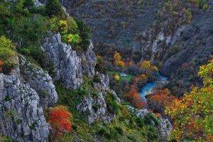 gorge, River, Fall, Mountain, Canyon, Cliff, Trees, Nature, Landscape