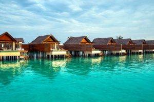 Maldives, Resort, Sea, Turquoise, Bungalow, Tropical, Water, Vacations, Summer, Landscape, Nature