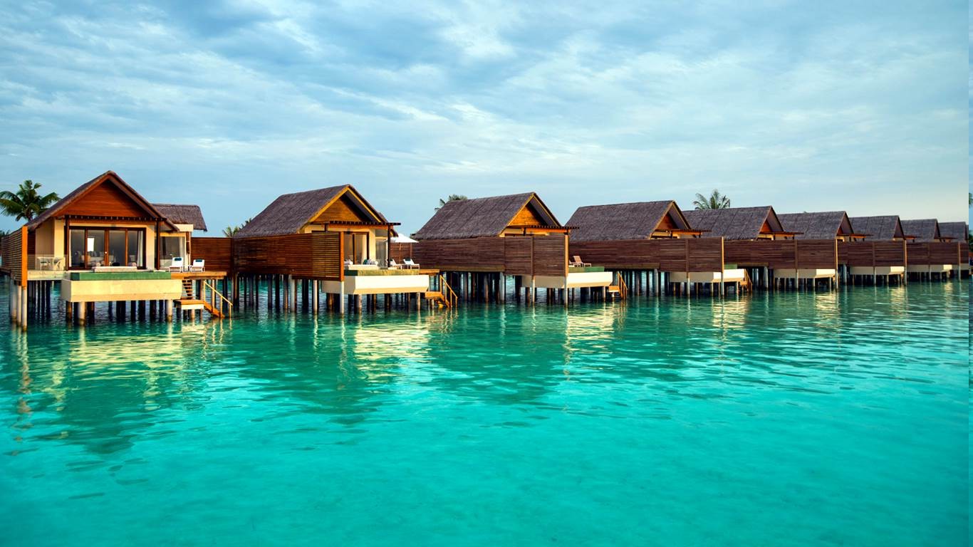 Maldives, Resort, Sea, Turquoise, Bungalow, Tropical, Water, Vacations, Summer, Landscape, Nature Wallpaper