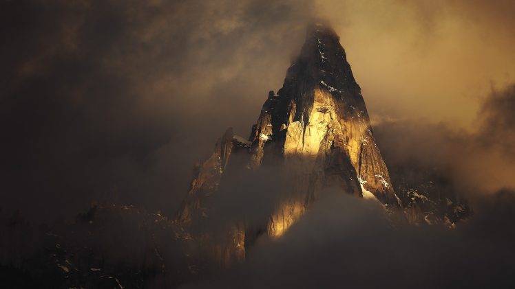 Alps, France, Mountain, Clouds, Snowy Peak, Morning, Sunrise, Lights, Nature, Landscape HD Wallpaper Desktop Background