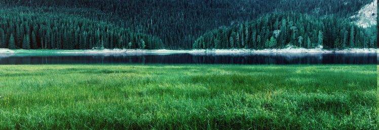 green, Lake, Mountain, Forest, Grass, Spring, Water, Panoramas, Trees, Nature, Landscape HD Wallpaper Desktop Background