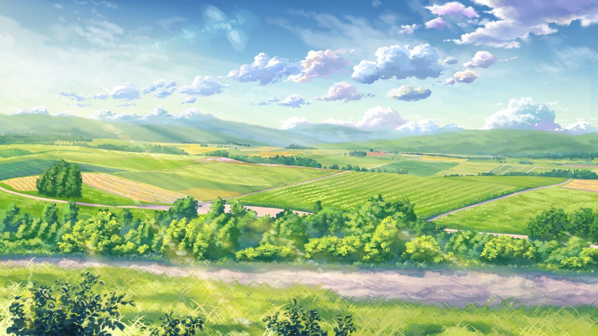 landscape, Sunlight, Clouds, Field Wallpaper