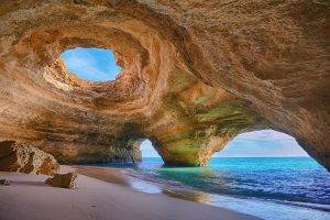 Portugal, Cave, Beach, Rock, Sand, Sea, Water, Erosion, Nature, Landscape