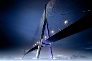 bridge, Normandia, Modern, Traffic Lights, Blue, Landscape