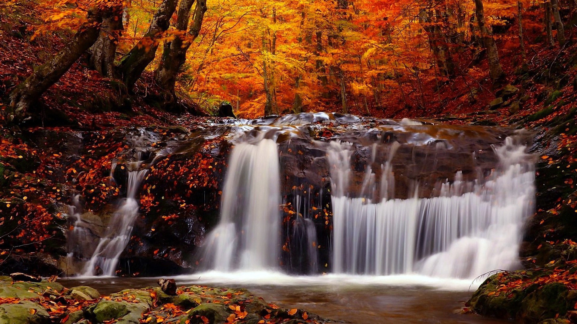 nature, Landscape, Fall, River, Trees, Waterfall Wallpaper