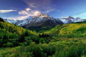 mountain, Sunrise, Forest, Clouds, Green, Snowy Peak, Trees, Nature, Landscape, Colorado