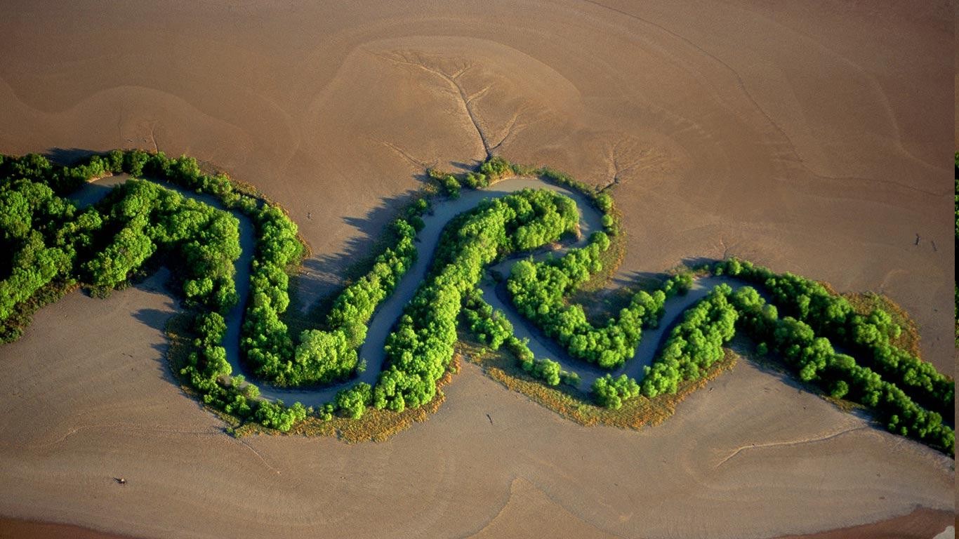 nature, Desert, Landscape, River, Trees, Aerial View, Australia, National Park Wallpaper