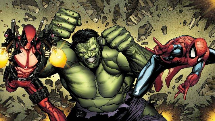 Hulk, Spider Man, Deadpool, Marvel Comics HD Wallpaper Desktop Background