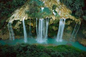 waterfall, River, Cliff, Forest, Mexico, Aerial View, Nature, Landscape