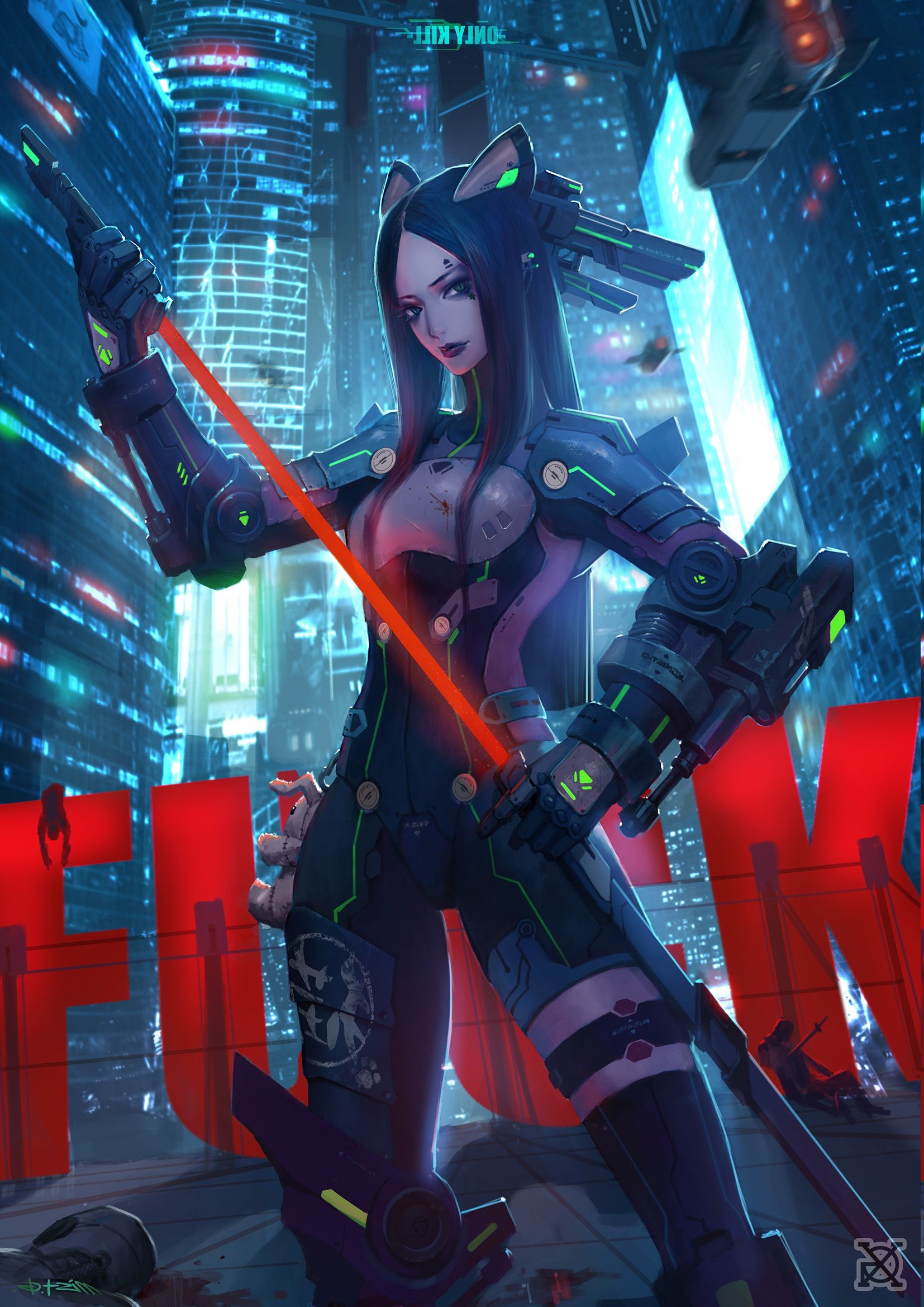 anime Girls, Cyberpunk, Warrior Wallpapers HD / Desktop ...