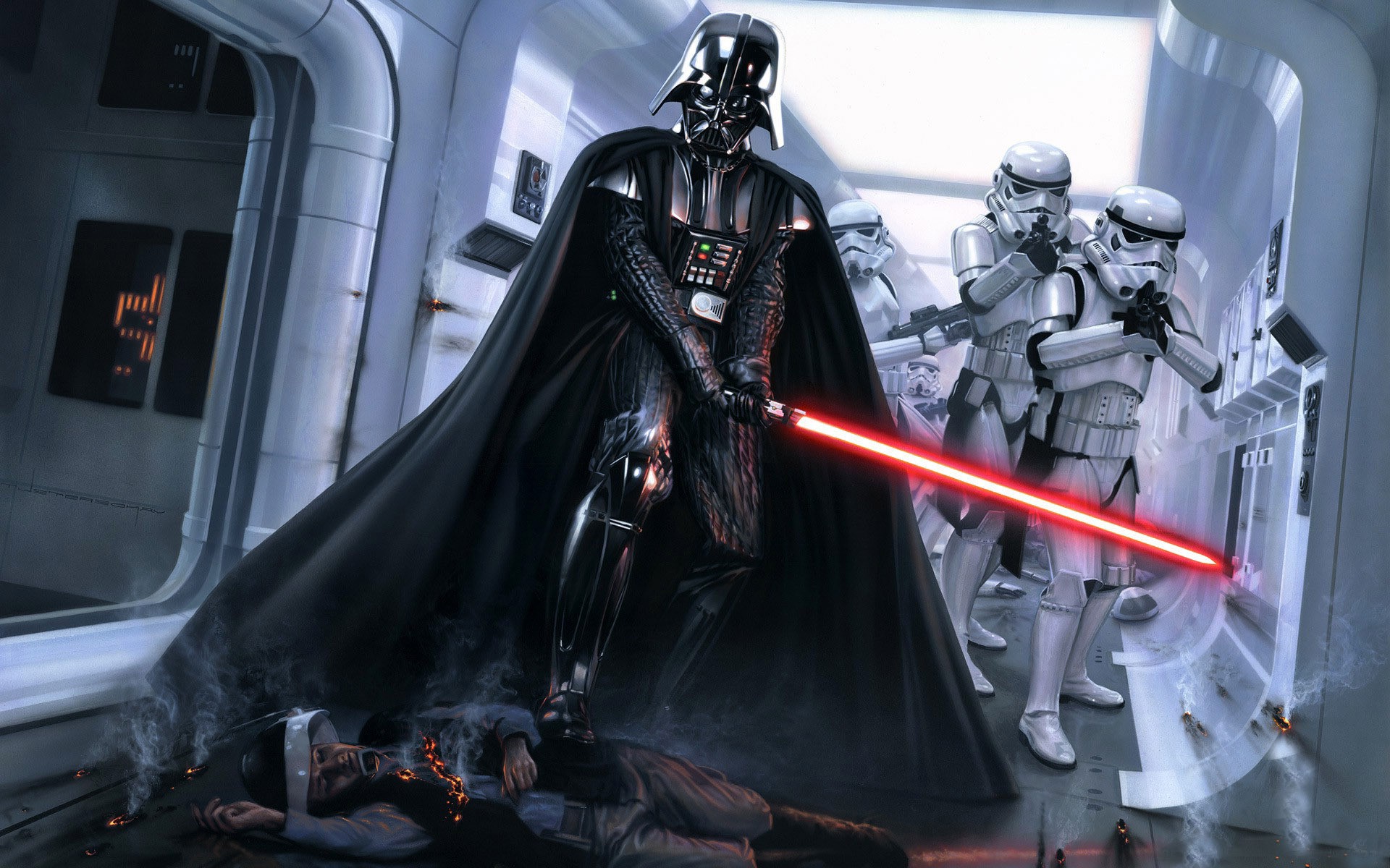 Darth Vader, Star Wars, Lightsaber, Stormtrooper Wallpaper