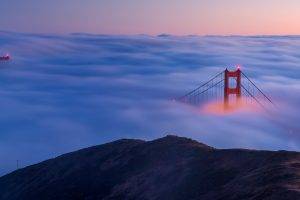 landscape, Golden Gate Bridge, Mist