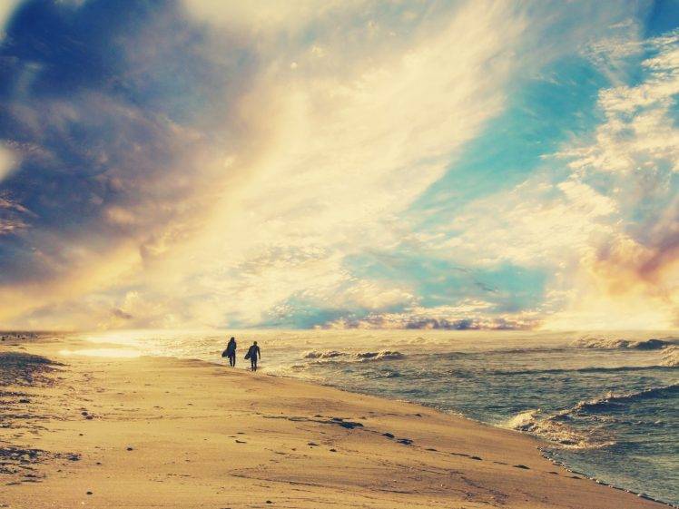 beach, Sea, Sky, Clouds, Landscape, Nature HD Wallpaper Desktop Background