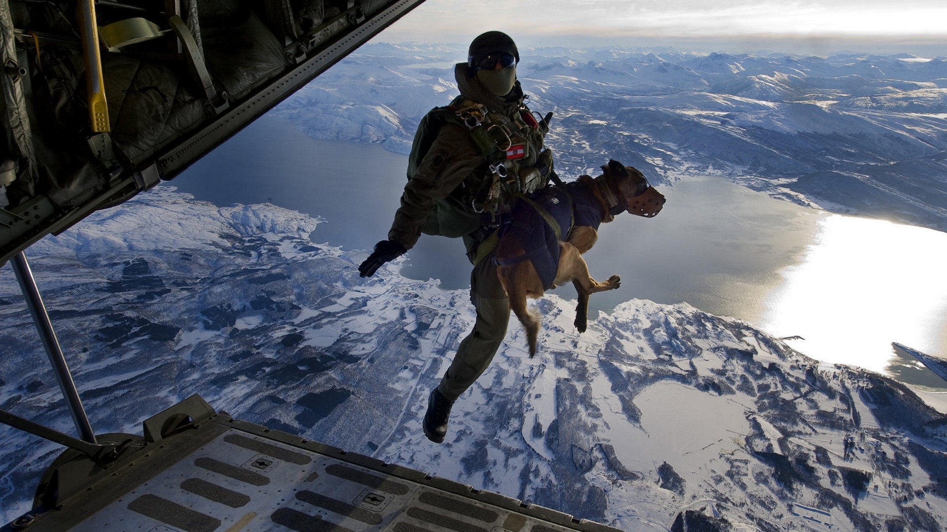 dog, Soldier, Landscape, Lake, Mountain, Airplane Wallpaper