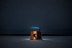 people, Night, Landscape, Alone, Ice, Ice Fishing